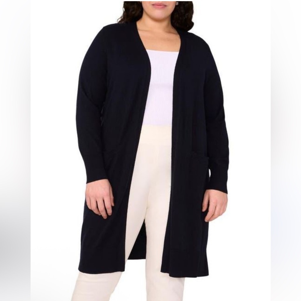 Halogen Women's Black Open Front Longline Cardigan 2X